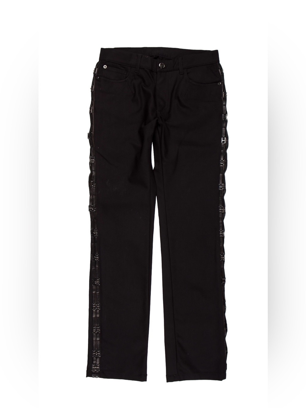 Versace Collection Trend Leather Trim Pants Black Mens Size 32